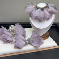 Purple Tulle Butterfly Hair Clip with Crystal Embellishments, Romantic Style