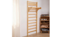 Wooden Nordic Ladder Space-Saving Wall Ladder with Pull-up Bar Multifunctional Stall Rungs Heavy-Duty for Adults, Athletes, Physical Rehabilitation, Fitness Studio