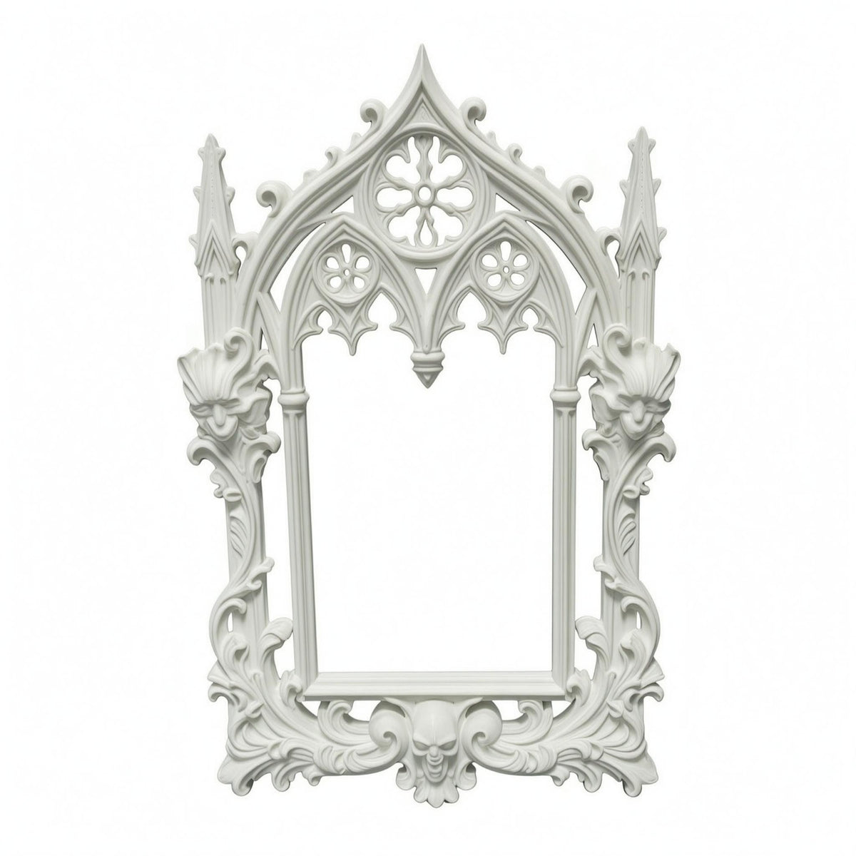 Ornate Baroque White Finish House Decoration Pointed Spires