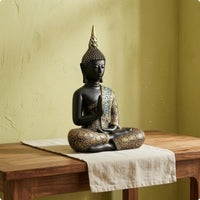 Meditation Buddha Figurine Textured Headpiece Meditating Buddha Figurine Gift