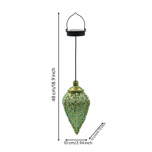 Wrought Iron Solar Lantern Weather Resistant Hollow Metal Projection Lamp