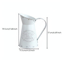Rustic Milk Can Vase Floral Embossed Details Vintage Metal Pitcher Vase