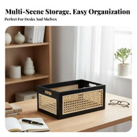 Wooden Rattan Basket Natural Material Japanese Aesthetic Storage Bin