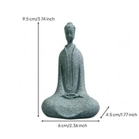 Buddha Figurine Green Sandstone Home Decor Piece Zen-Style