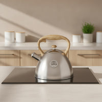 Tea Kettle with Wood Grain Handle Brushed Matte for Kitchen, Coffee Makers