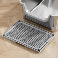 Cat Toilet Stainless Steel Litter Tray, Semi-Enclosed XL Size Litter Pan, Easy Clean Non Sticky Metal Box for Large Cats and Big Breeds