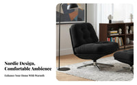 Compact Design Tufted Swivel Armchair Modern Aesthetic Living Room Seating Ergonomic Backrest Accent Chair Comfy Upholstery for Young People, Home Decorators, Balcony, Bedroom, Small Apartment, Reading Nook