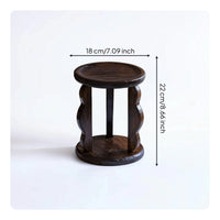 Display Stand with Round Base Rustic Tiered Display Stand Tranquil-Wooden Look Riser for Tea Lovers