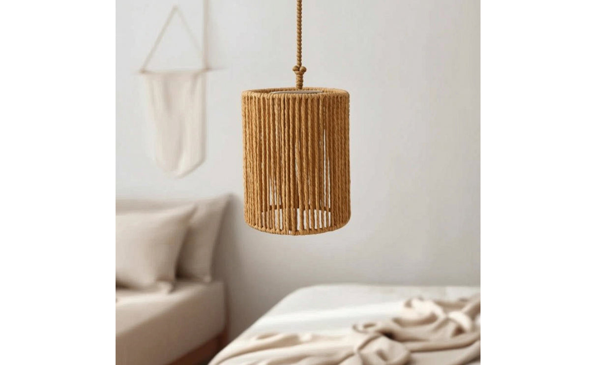 Woven Lampshade Hanging Lampshade Rustic Hanging Lamp Shade for Living Room, Bedroom, Cafe