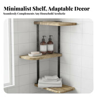 Three-Tier Corner Shelving Single Rustic Design Corner Mounting Storage-Areasaving Storage Rack for Homeowners, Students, Bathroom, Small Areas