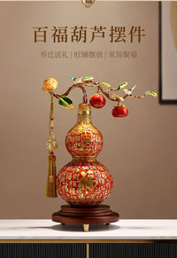 柿柿如意葫芦摆件中式客厅办公室玄关装饰工艺品搬家礼物乔迁新居