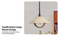 Japanese Aesthetic Retractable Hanging Lamp Wood Accent Adjustable Height Hanging Light Bohemian Design Woven Hanging Light for Interior Designers, Homeowners, Business Owners, Bar Counter, Dining Room, Bedroom, Restaurant