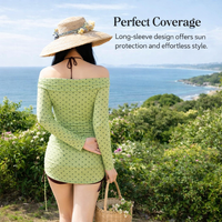 Swimsuits for Women with Long Sleeves and Polka Dot Design, Stylish with Shorts for Girls and Water Sports