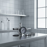Ball Lock Keg Lid with Floating Tube Tube Stainless Steel Keg Lid with Pressure Gauge for Homebrewers, Closed Transfers