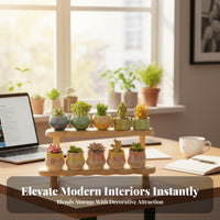 Display Rack Solid Wood Multi-Tier Wooden Plant Stand Space-Saving Desktop Rack for Windowsill, Office, Balcony