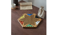 Wooden Chinese Checkers with Marbles High-Quality Chinese Checkers Travel Board Game with Marbles Family for Classrooms