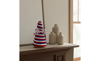 Independence Day Cone Tree Handmade Independence Day Tabletop Decor Rustic Wood Base Yarn Wrapped Cone Decoration for Tiered Tray, Mantel, Shelf