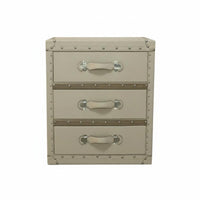 Stacked Luggage End Table Distressed Finish Nightstand Vintage Design