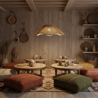 Hat Lamp Shade Retro Woven Lampshade Artistic Imperfection Home Lighting for Restaurant