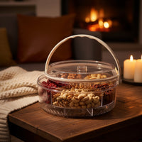 Compartment Food Tray Carry Handle Fruit Storage Container Faceted