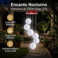 Illuminated Sphere Solar Wind Chime, Solar Garden Lights, Outdoor Decoration, Hanging Ornament for Patio and Balcony