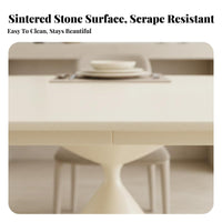 Modern Minimalist & design Rectangular-to-Round Extendable Table Space-Saving Household Furniture Built-in rotating tray abrasionResistant Surface for Apartment Dwellers, Families, Homeowners, Dining Room, Small Apartments, Kitchen, Home