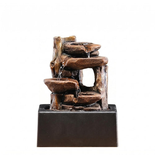Desktop Water Feature Mini Rock Waterfall Decor Quiet Pump