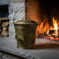 Fireplace Ash Pail Side Handle Ash Pail Heavy-Duty for Outdoor