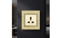 Decorative Socket with Faceplate Vintage Three-Pin Socket Retro Outlet Panel Ornate for Living Room, Bedroom, Hotel, Cafe