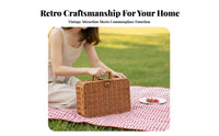 Woven Suitcase Basket With Handle Suitcaseand aesthetic Container Portable for outdoor dinings