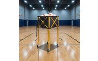 Ball Storage Cart Foldable Rolling Sports Ball Cart Foldable Athletic Gear Organizer with Removable Basket for Coaches, Teachers, Gym, School