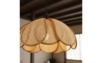 Handwoven Rattan Flower Hanging Light Japanese Design Woven Petal Ceiling Lamp Bohemian Wicker Light Fixture for Bedroom, Cafe