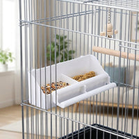 Double Compartment Feeder and Parrot Feeder, Bird Cage Accessory for Water and Food, Open Tray Hanging Bird Feeder, Pet Bird Cage Supplies