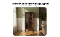 timeless Country design Design Tall Single-Door Hutch Glass Doors book cabinet Multifunctional Display Cabinet Multi-Purpose for Book Lovers, timeless Decor fans, Office Workers, Living Room, Study, Bedroom