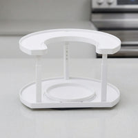 Adjustable Height Rotating Seasoning Rack Organizer Countertop Rotating Seasoning Rack 360° Two-Tier Turntable Sturdy for Pantry
