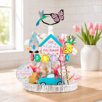 16 Pieces Easter Tiered Tray Ornaments Bright Colors for Kitchen Counter, Shelf