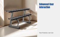 Dumbbell Rack, Doubletier, Commercial Gym Equipment, Sturdy Steel, Space-Saving Stand