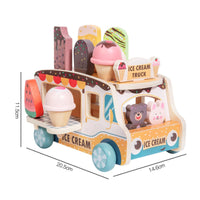 Early Learning Wooden Ice Cream Truck Encourages Imaginative Play Ice Cream Cart Playset Develops Fine Movement Skills Shape Sorter Food Truck for Preschoolers, Toddlers
