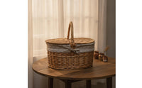 Oval Picnic Basket with Lid Wicker Woven Basket with Lining Lined Handwoven for Storage, Decor
