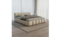 Modern Cushion Bed Authentic Leather Soft Padded Bed Frame Italian Minimalist Design