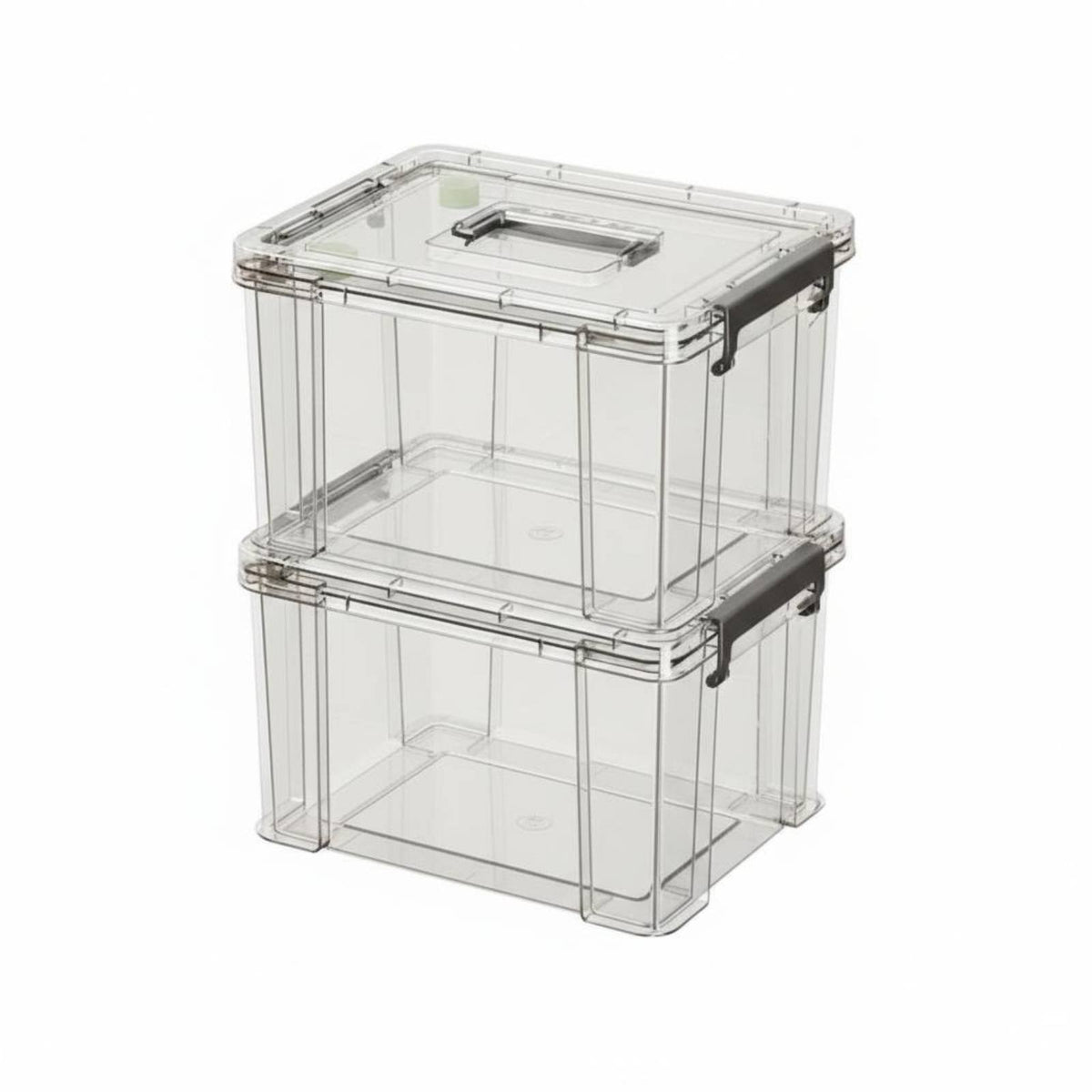 Clear Tote with Handle Portable Lidded Clear container Stackable for Parents, Families