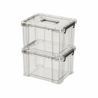 Clear Tote with Handle Portable Lidded Clear container Stackable for Parents, Families