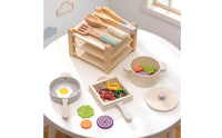 Wooden Pot and Pan Set Edge Design Toy Cookware Set Smooth Rounded Edges Pretend Kitchen Cookware for Children, Kids, Preschool