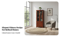 New Chinese Aesthetic & Appearance Glass Door Display Hutch Multi-Functional bookshelf Storage Furniture for Book Lovers, Collectors, Homeowners, Foyer, Living Room, Office