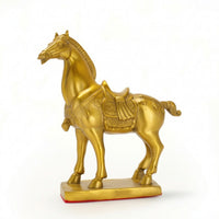 Brass Horse Figurine Gold-Toned Standing Horse Ornament Shiny for Tabletop