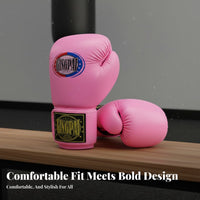 2 Pieces Long-Lasting PU Leather Boxing Gloves Wrist Support Muay Thai Gloves Thick Padding Combat Sports Equipment Secure Hook-and-Loop Fastener Closure for Beginners, Women, Young Athletes, Training, Sparring, Gym