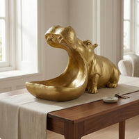Hippo Tray Sculpted Hippo Figurine Seated for Desk