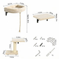 Cat Shelf and Climbing Shelves, 3-Piece Wood Wall Mounted Perch Set, Modern Furniture Wall Shelves for Indoor Cats to Scratch, Climb and Rest