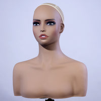 欧美欧美化妆假人头模假发饰品展示双肩半身女模特头PVCMannequin