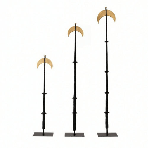 3 Pieces Curved Moon Ornament Sculptural Moon Sculpture with Base